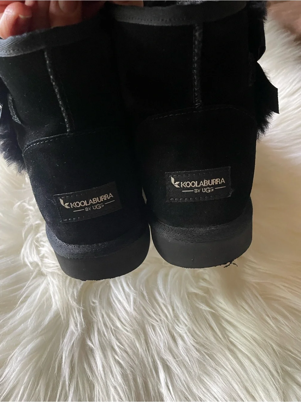Koolaburra Black Suede Ankle Boot with Bow Accent